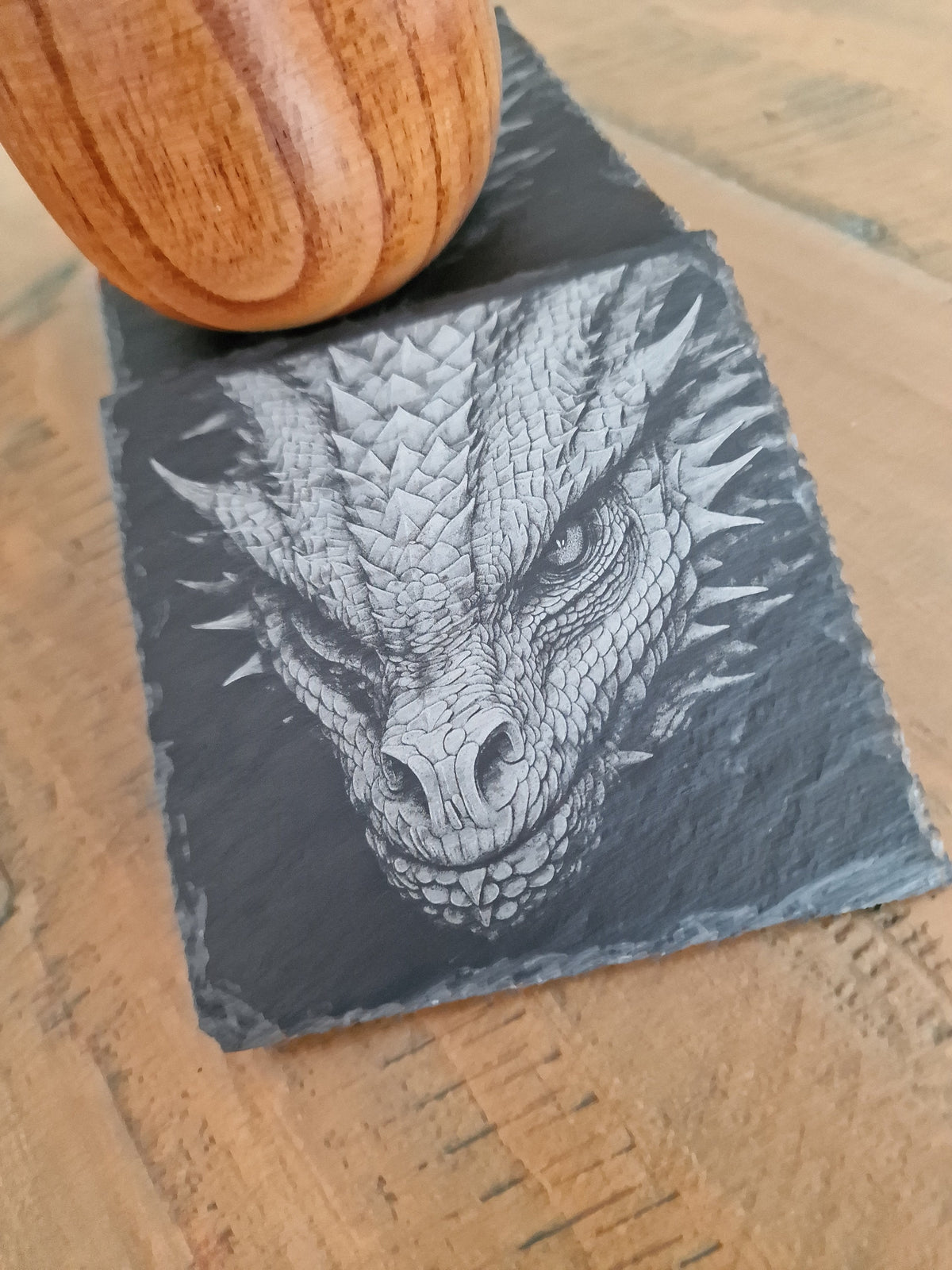 Dragon Head Slate Coasters Set