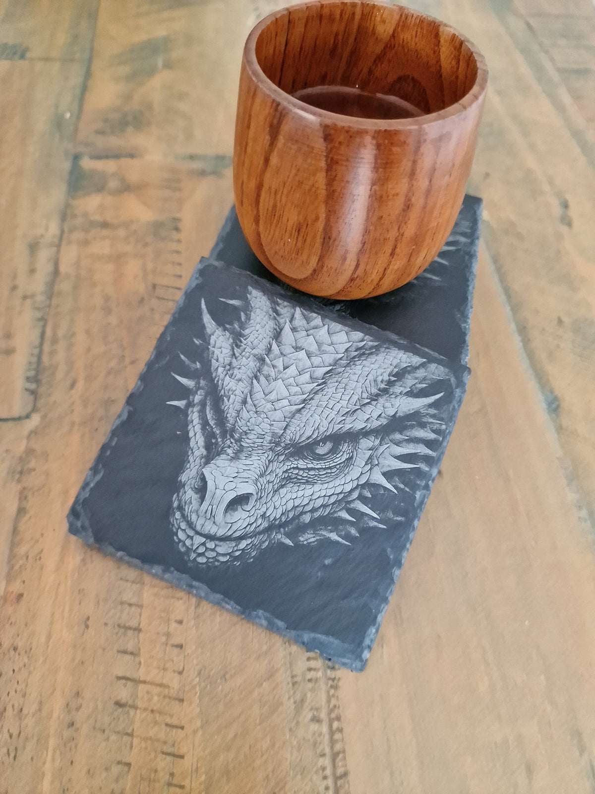 Dragon Head Slate Coasters Set