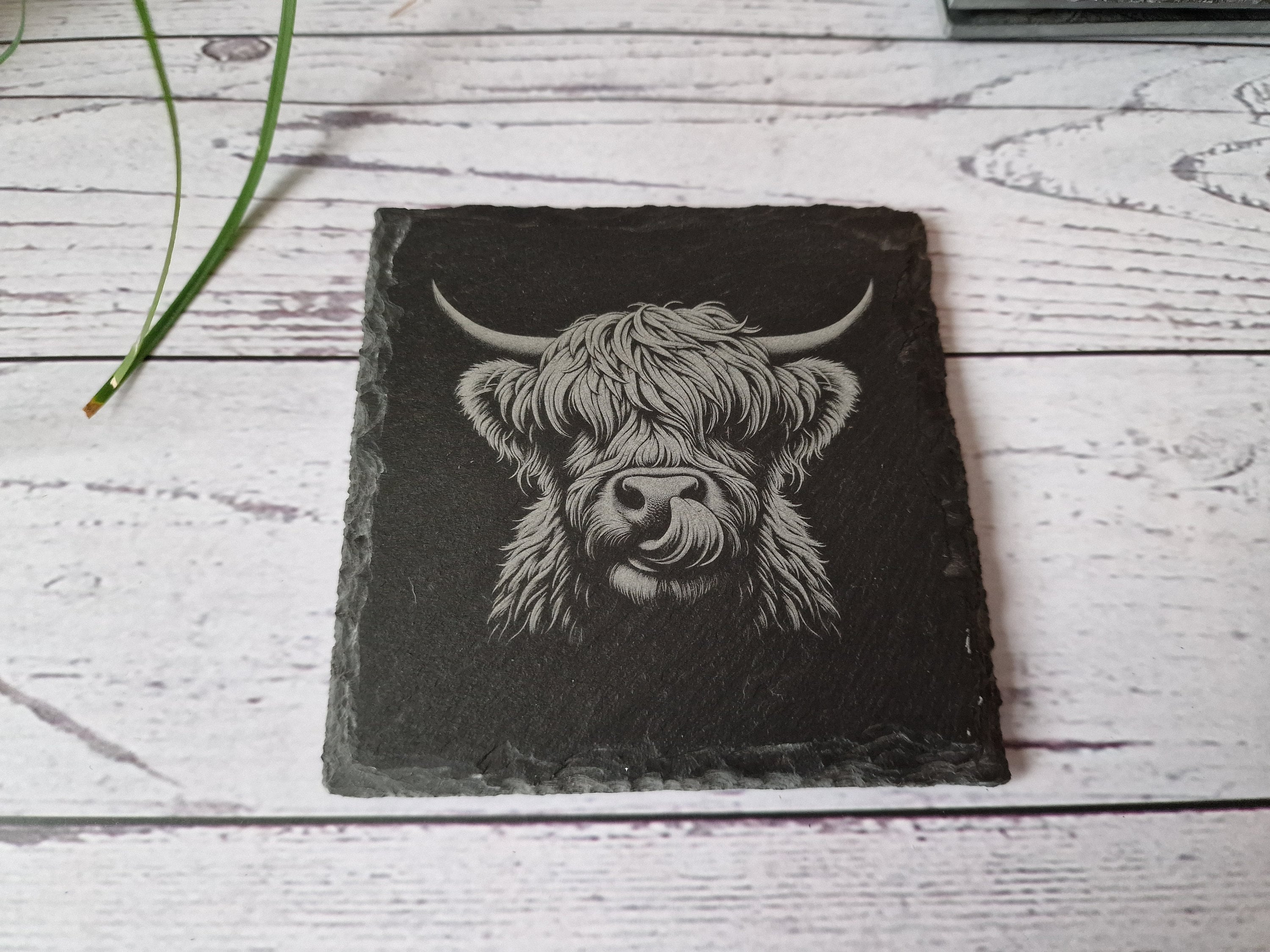 Highland Cow Slate Coasters