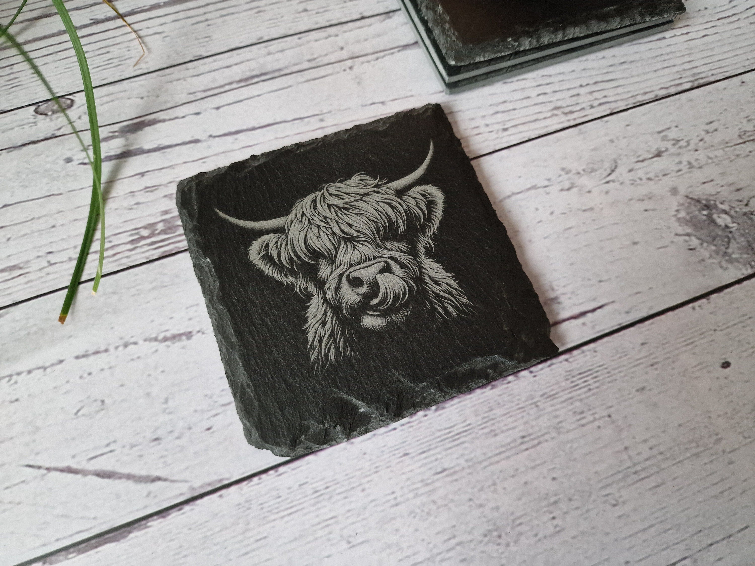 Highland Cow Slate Coasters