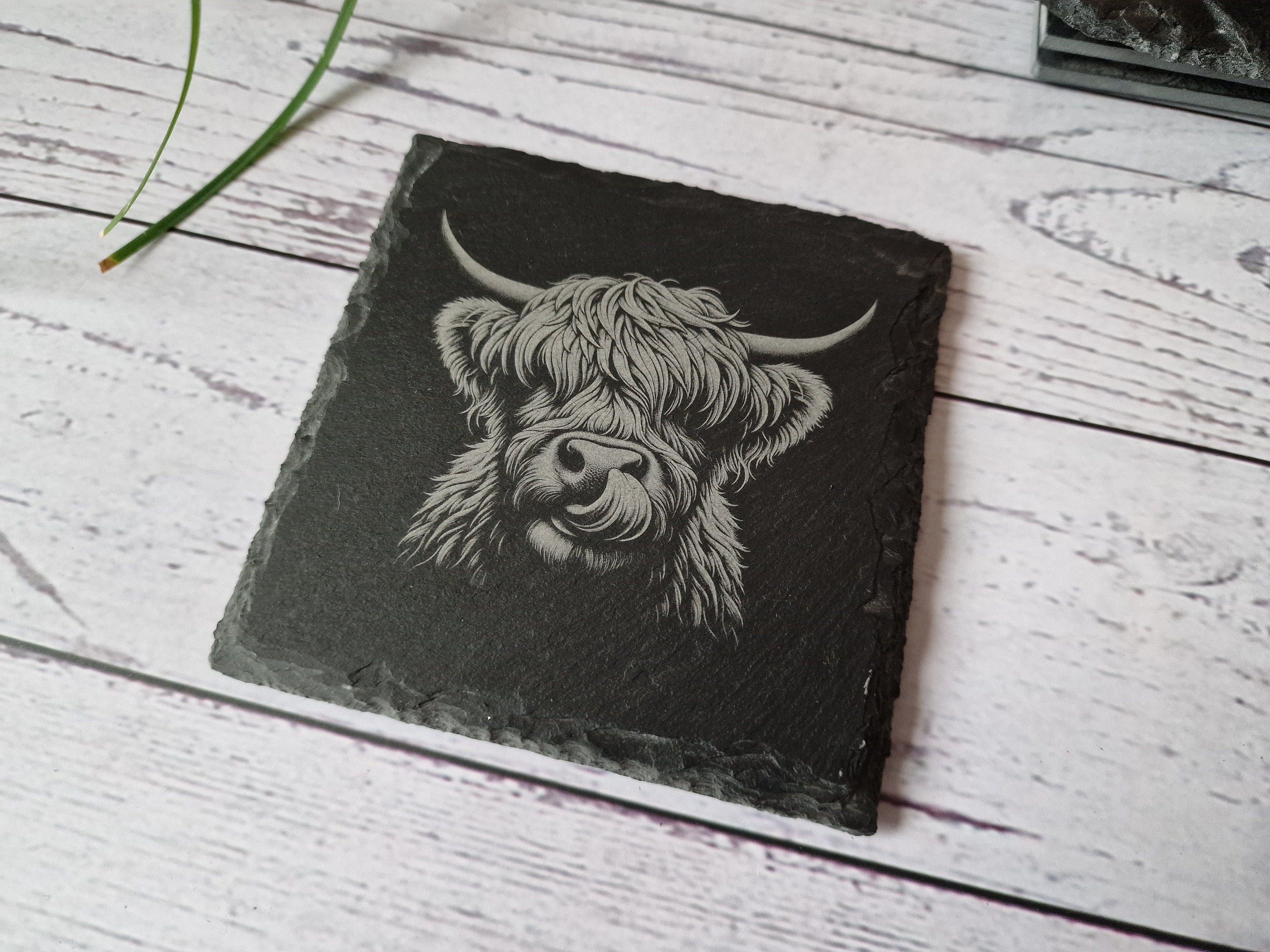 Highland Cow Slate Coasters