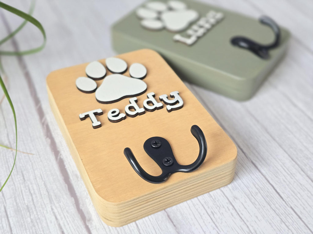 Personalised Dog Lead And Collar Holder , Custom Dog Leash Hook