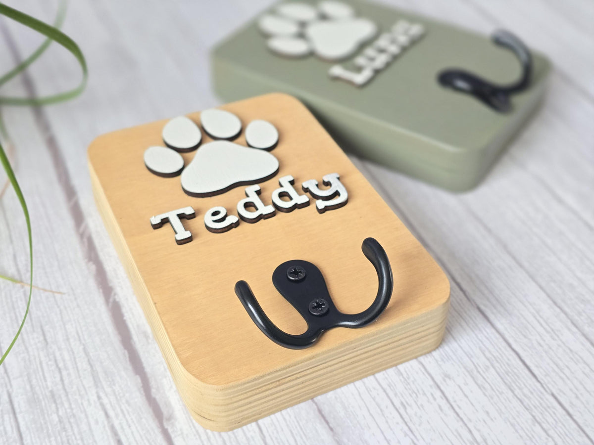 Personalised Dog Lead And Collar Holder , Custom Dog Leash Hook