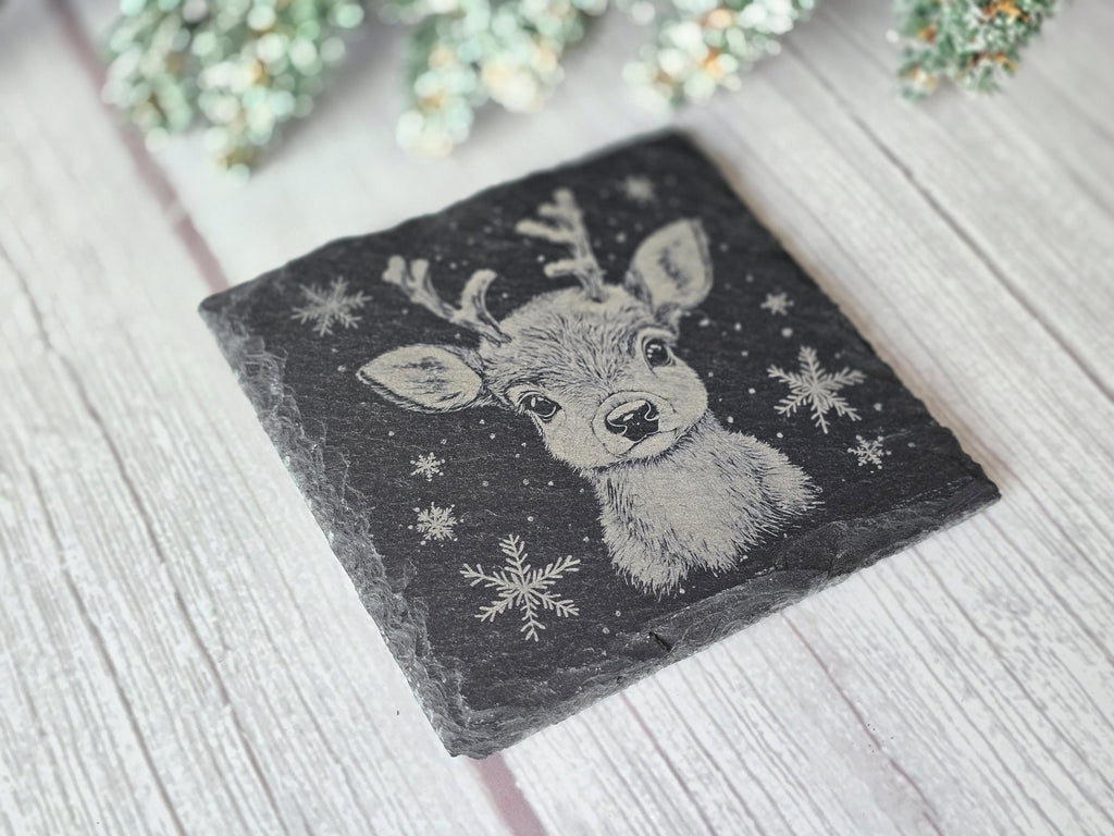 Christmas Reindeer Slate Coaster