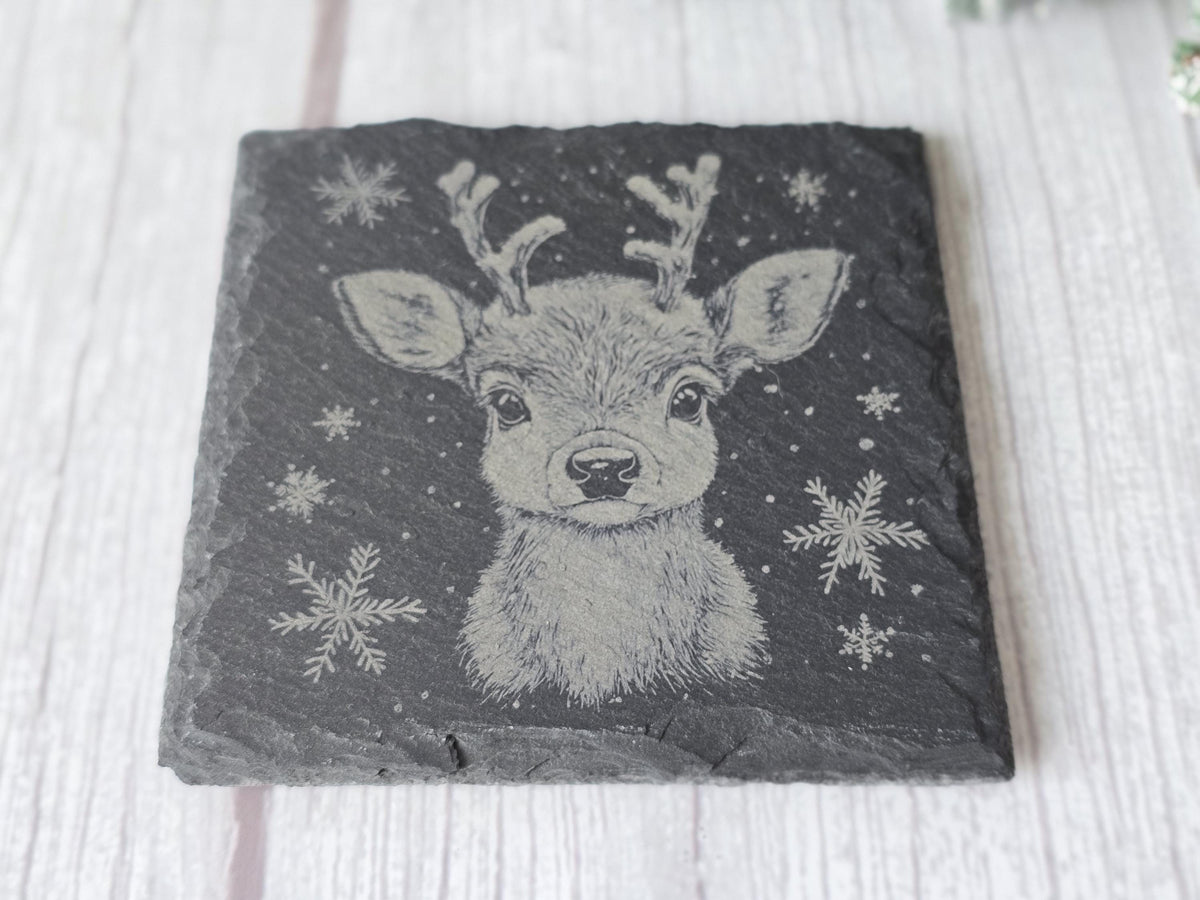 Christmas Reindeer Slate Coaster