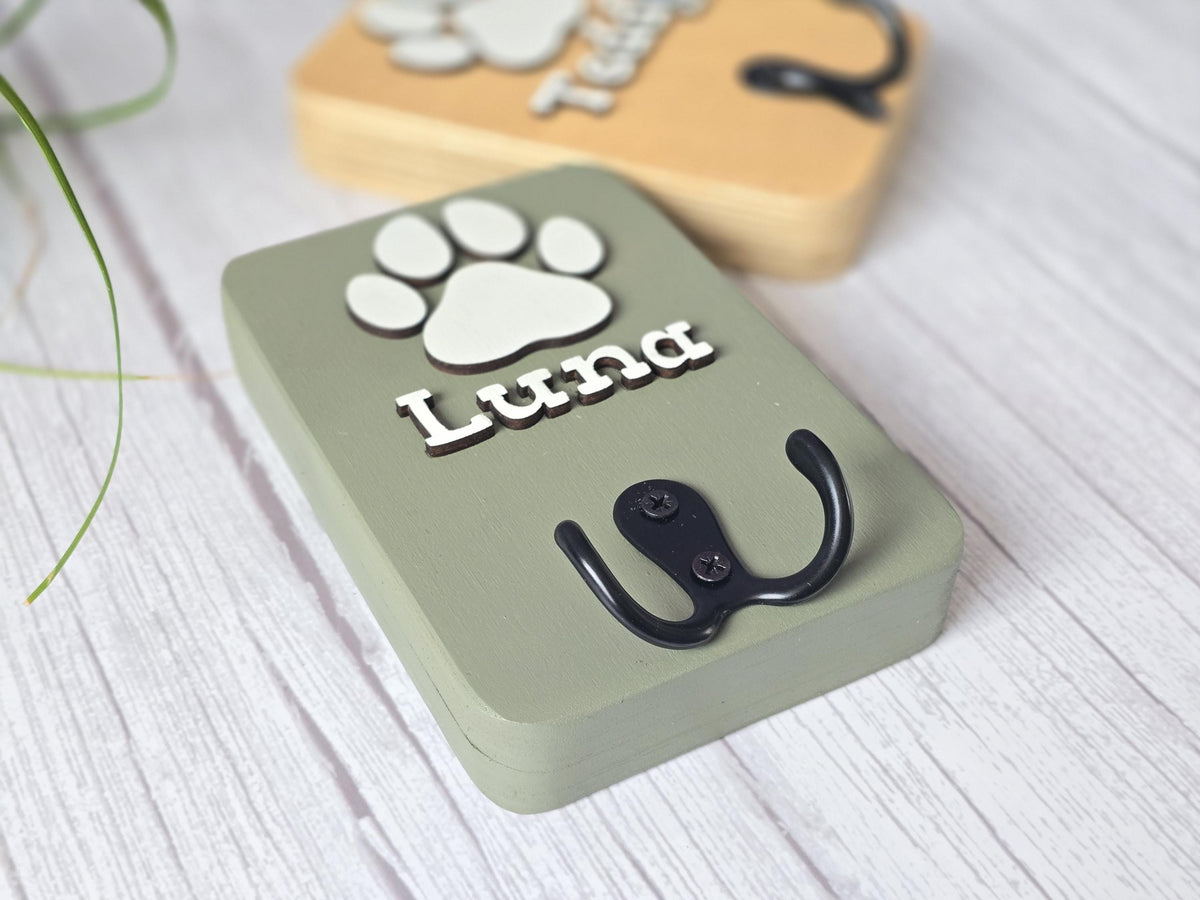 Personalised Dog Lead And Collar Holder , Custom Dog Leash Hook