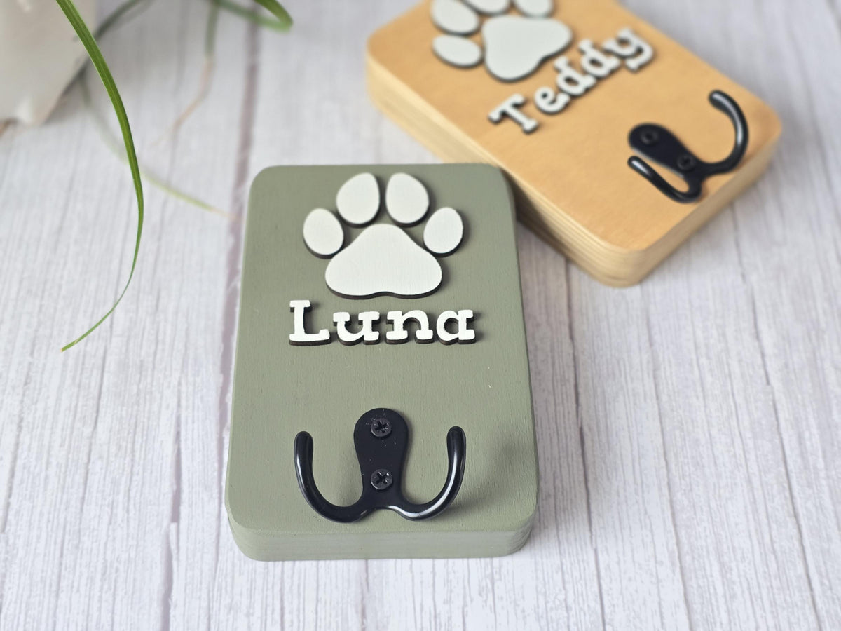 Personalised Dog Lead And Collar Holder , Custom Dog Leash Hook
