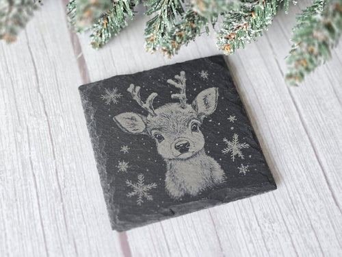 Christmas Reindeer Slate Coaster