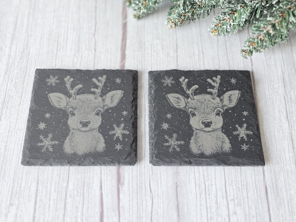 Christmas Reindeer Slate Coaster