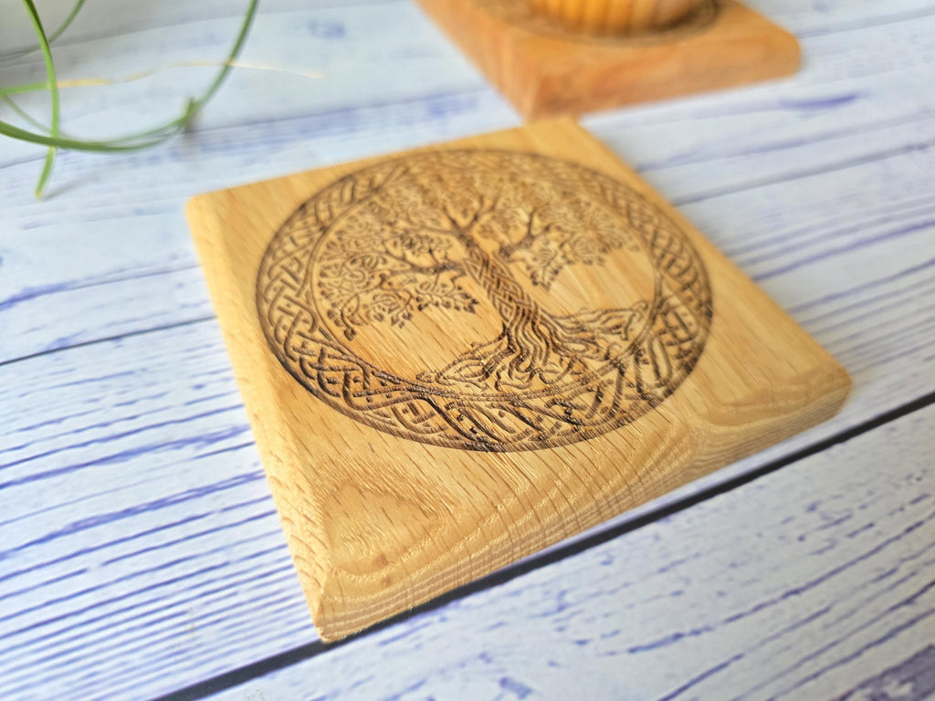 Tree Of Life Solid Oak Coasters
