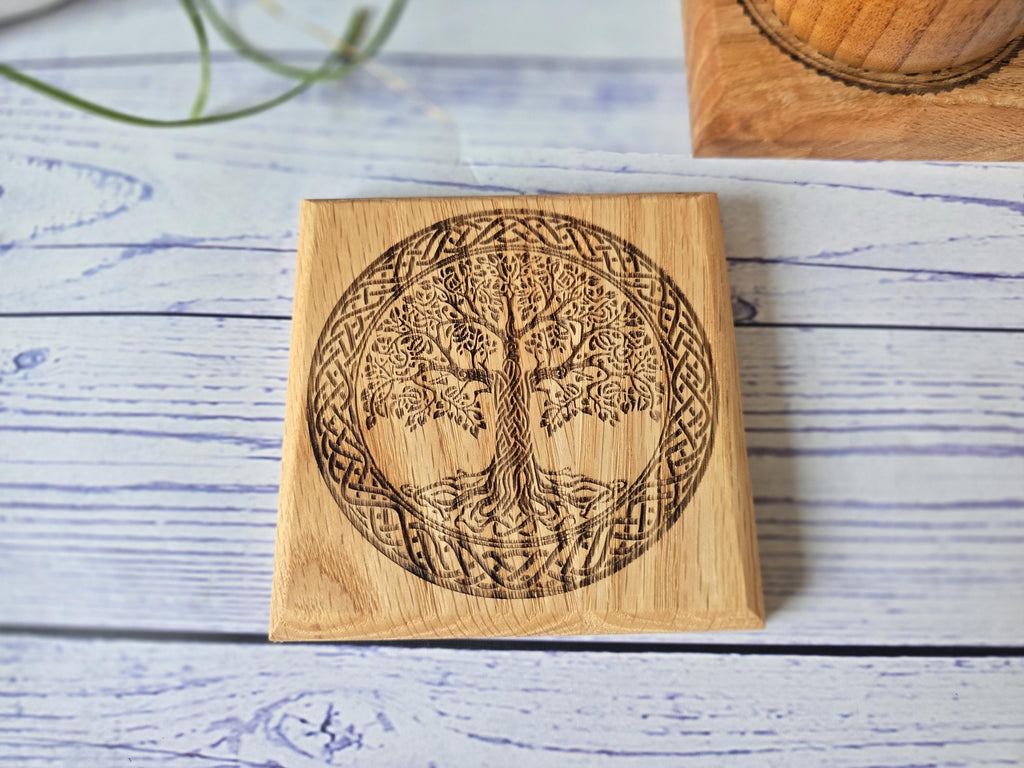 Tree Of Life Solid Oak Coasters
