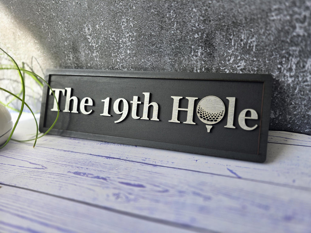 The 19th Hole Wooden Golf Sign with 3D Raised Letters