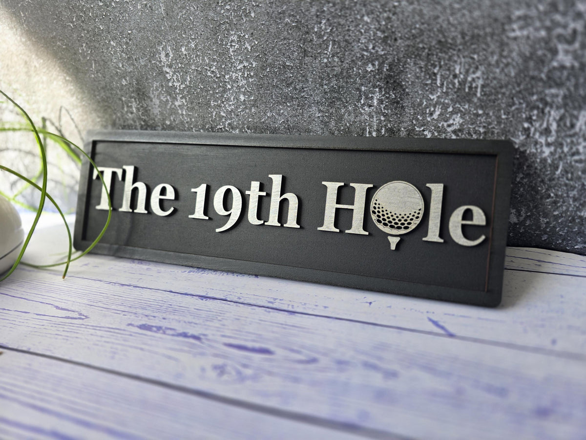 The 19th Hole Wooden Golf Sign with 3D Raised Letters