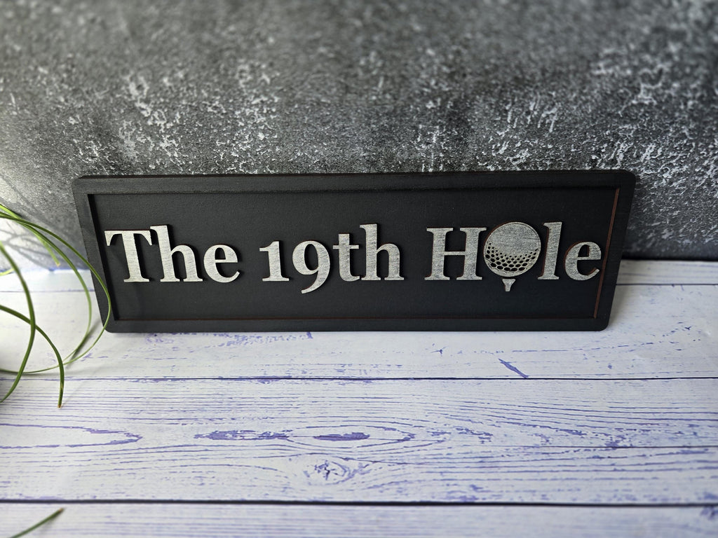 The 19th Hole Wooden Golf Sign with 3D Raised Letters