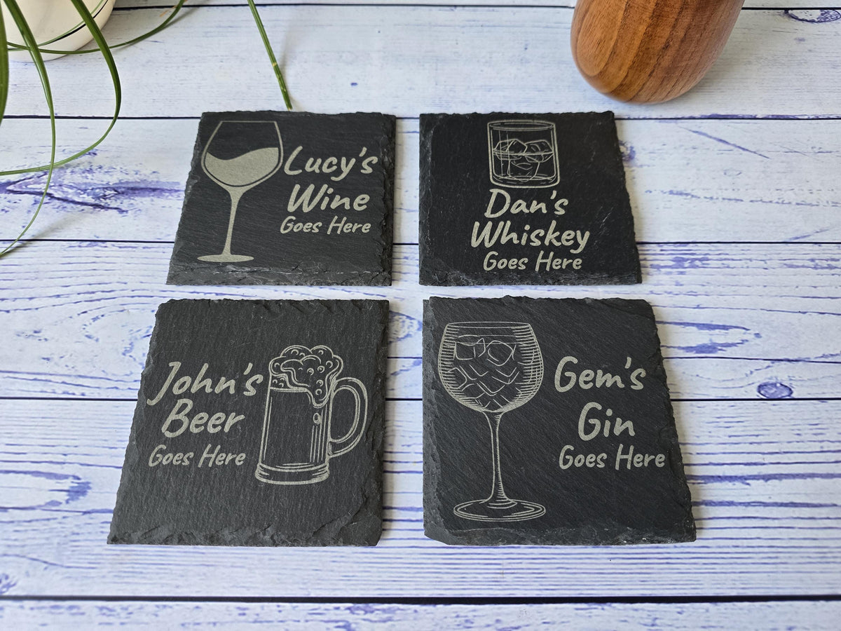 Personalised Slate Coasters – Custom Drink Coasters