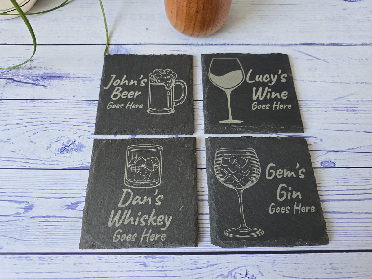 Personalised Slate Coasters – Custom Drink Coasters