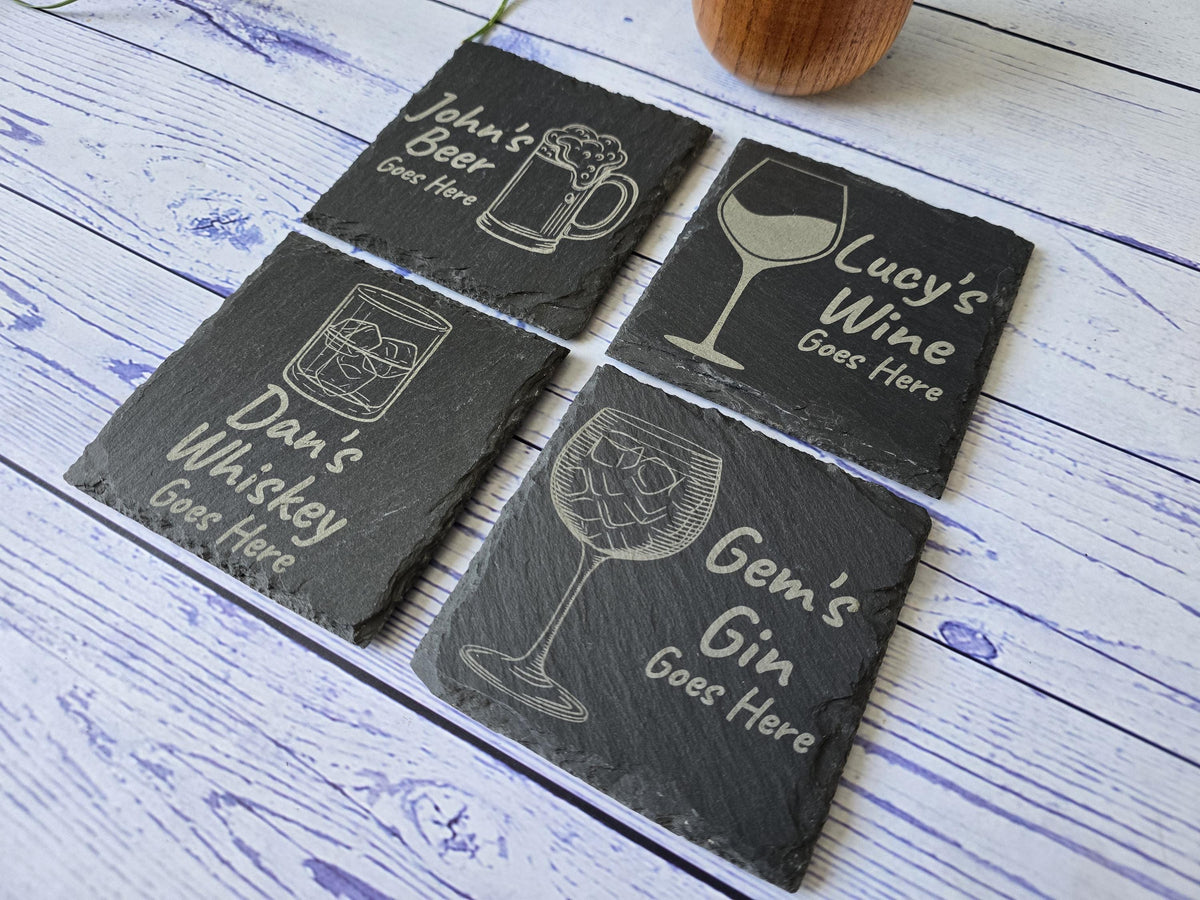 Personalised Slate Coasters – Custom Drink Coasters