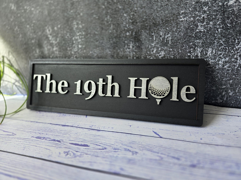 The 19th Hole Wooden Golf Sign with 3D Raised Letters