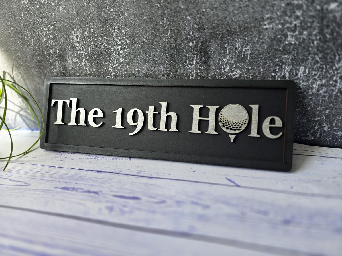The 19th Hole Wooden Golf Sign with 3D Raised Letters