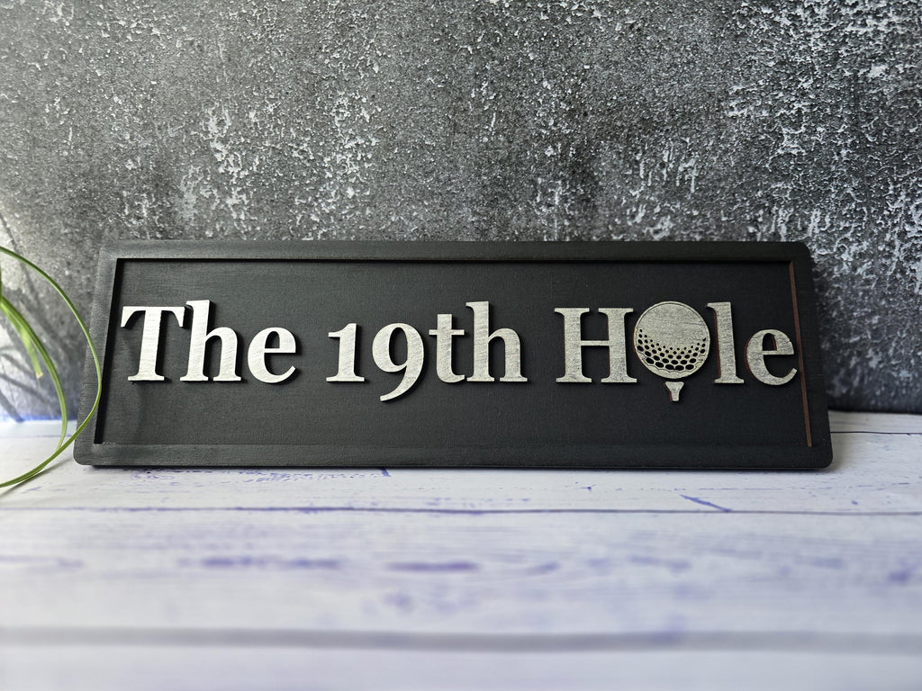The 19th Hole Wooden Golf Sign with 3D Raised Letters