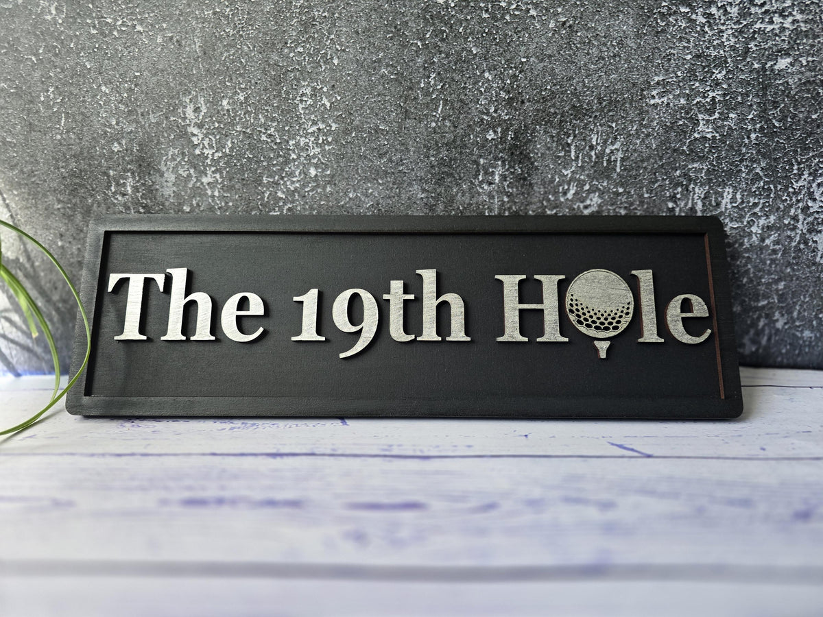 The 19th Hole Wooden Golf Sign with 3D Raised Letters