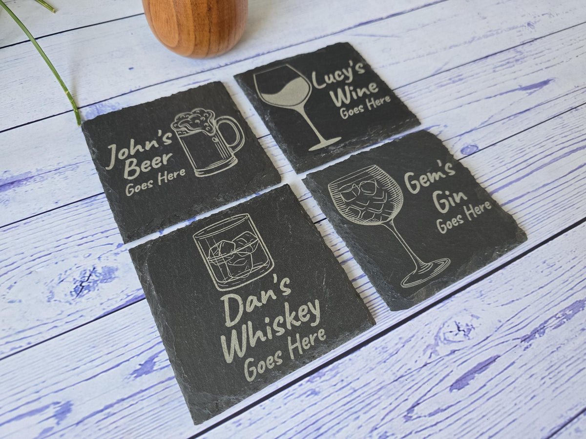 Personalised Slate Coasters – Custom Drink Coasters