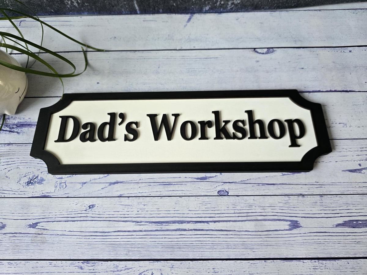 Personalized Dad's Workshop 3D Wooden Street Sign
