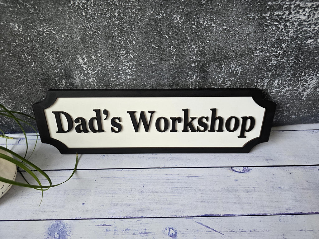 Personalized Dad's Workshop 3D Wooden Street Sign