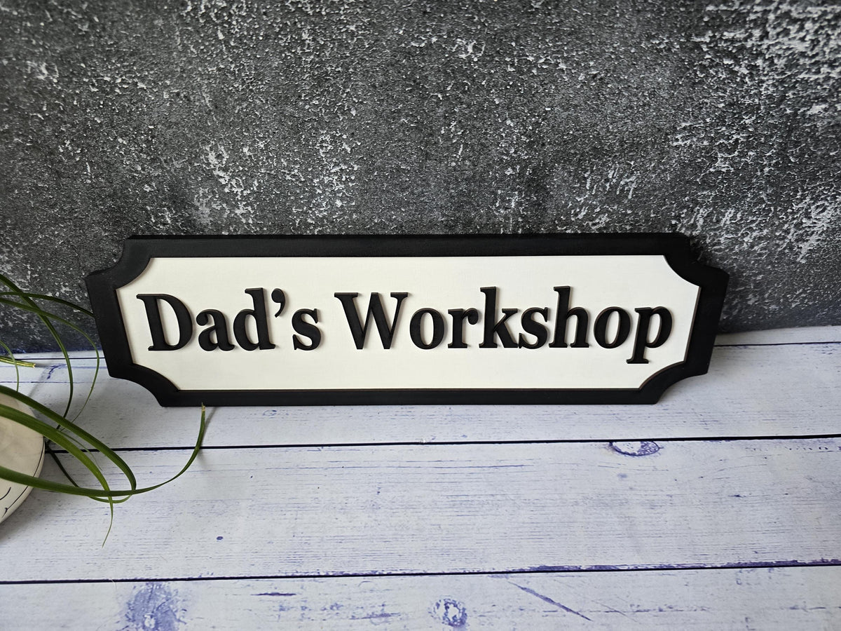 Personalized Dad's Workshop 3D Wooden Street Sign