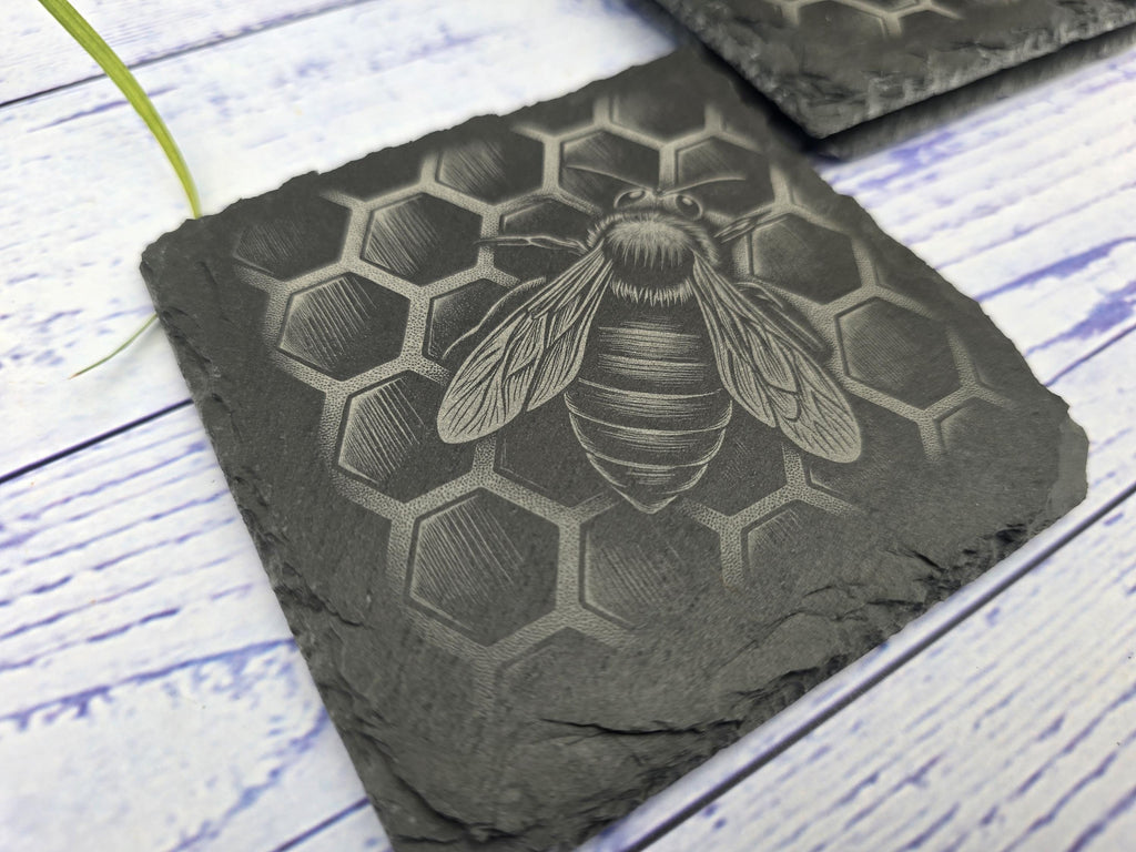 Honey Bee Slate Coasters Set