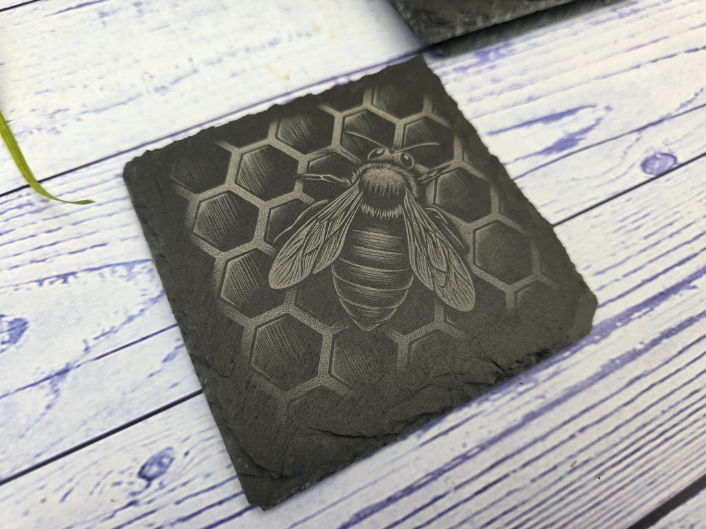 Honey Bee Slate Coasters Set