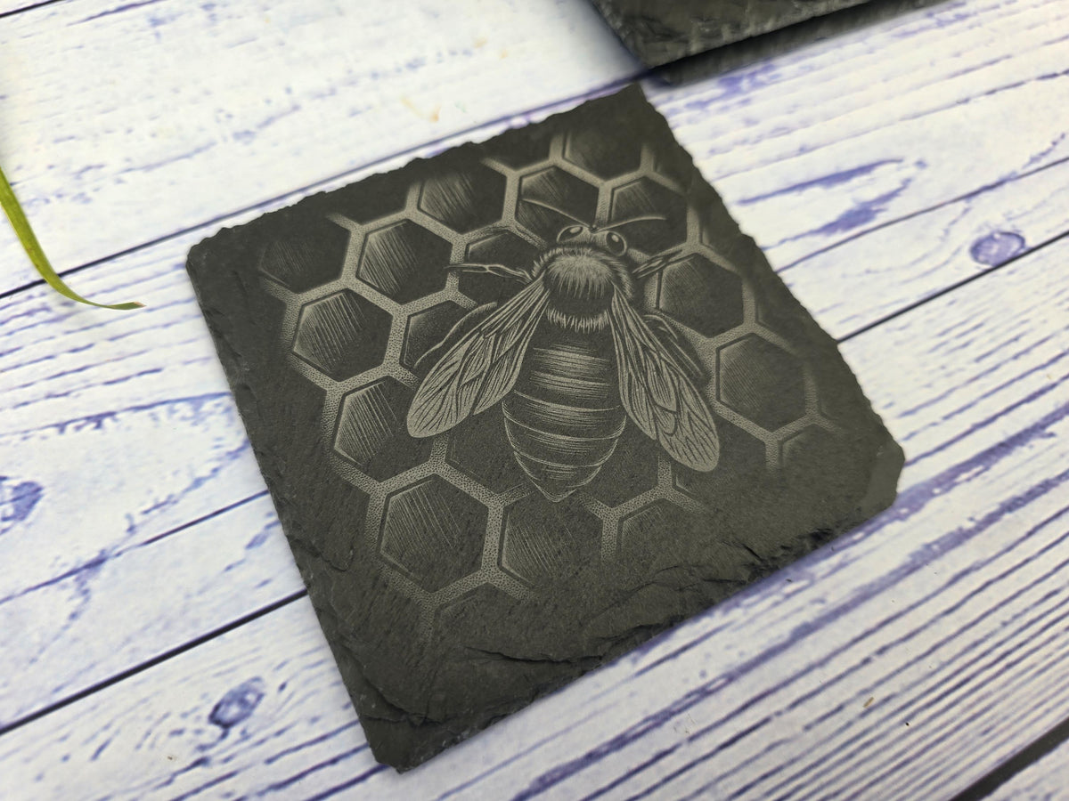 Honey Bee Slate Coasters Set