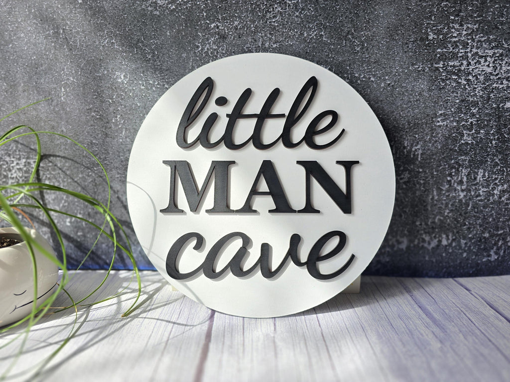 Little Man Cave Sign | Round Wood Nursery Decor