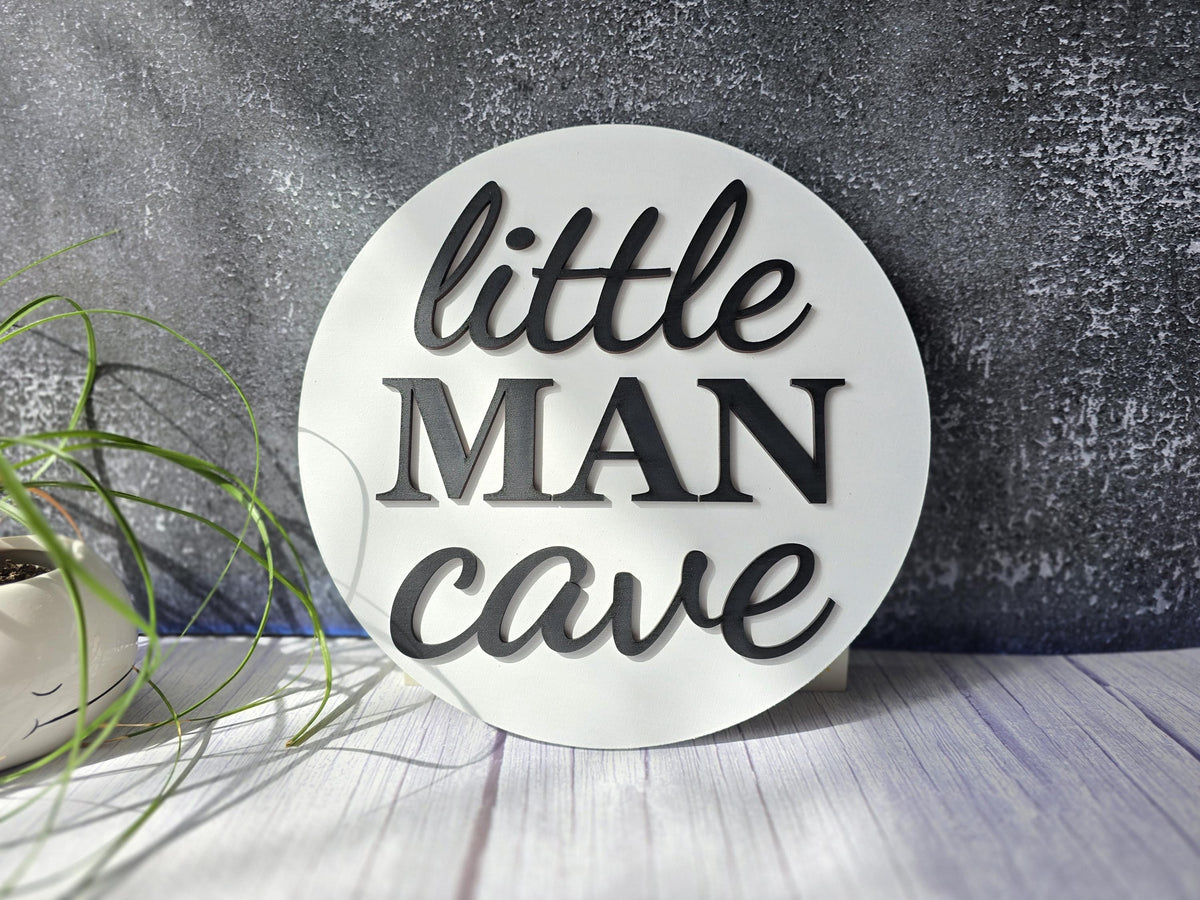 Little Man Cave Sign | Round Wood Nursery Decor