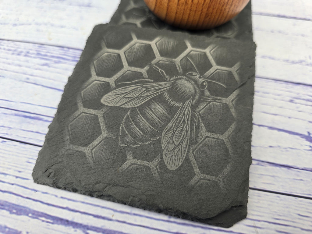 Honey Bee Slate Coasters Set