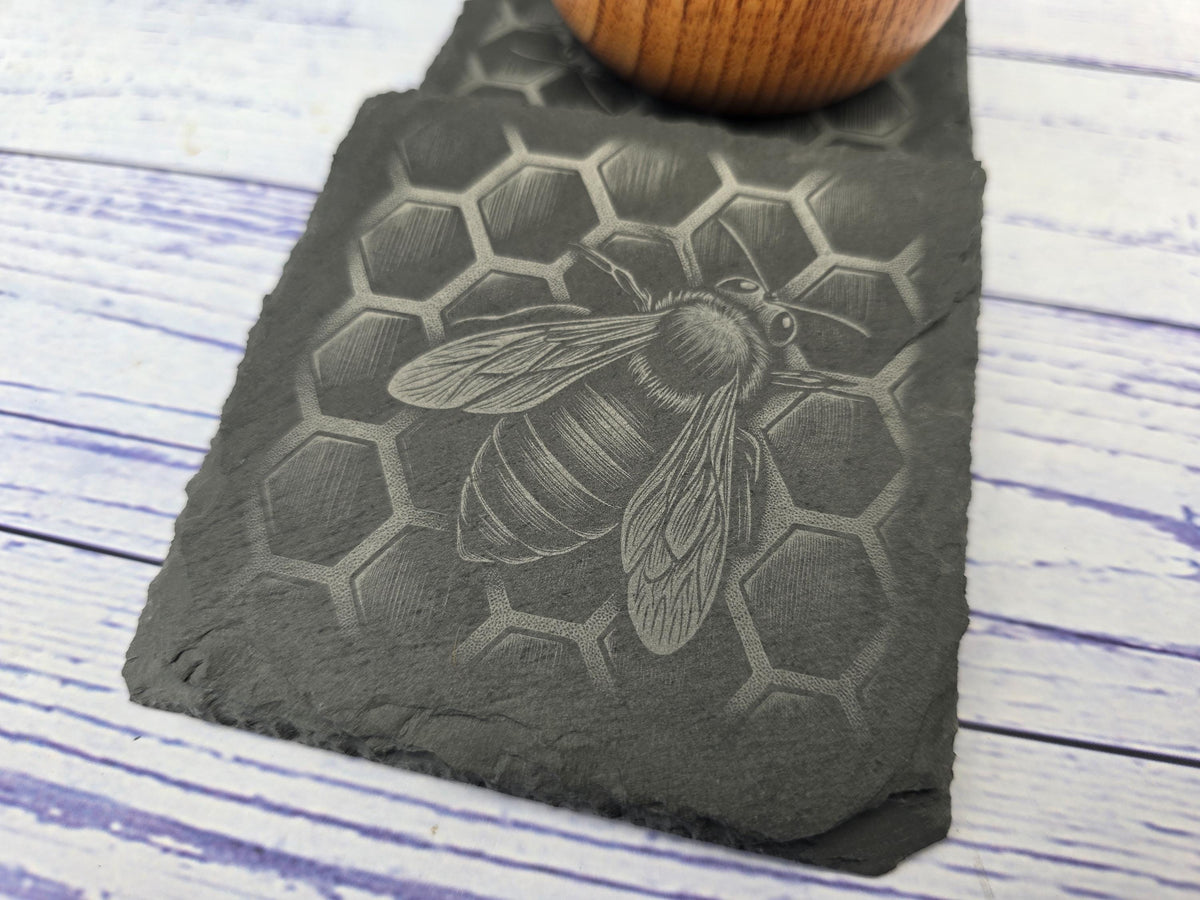 Honey Bee Slate Coasters Set