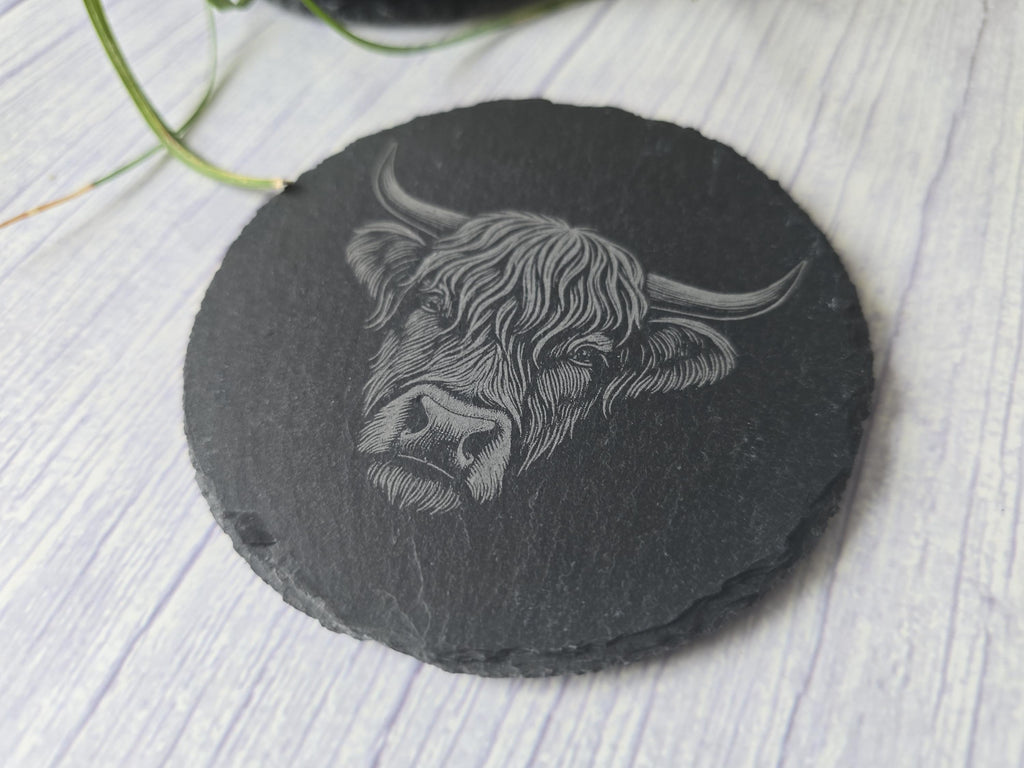 Highland Cow Slate Coasters