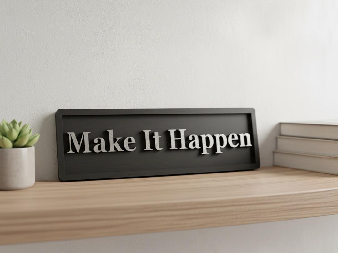 Make It Happen Wooden Sign – Motivational Home Office Decor