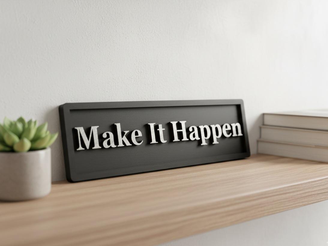 Make It Happen Wooden Sign – Motivational Home Office Decor
