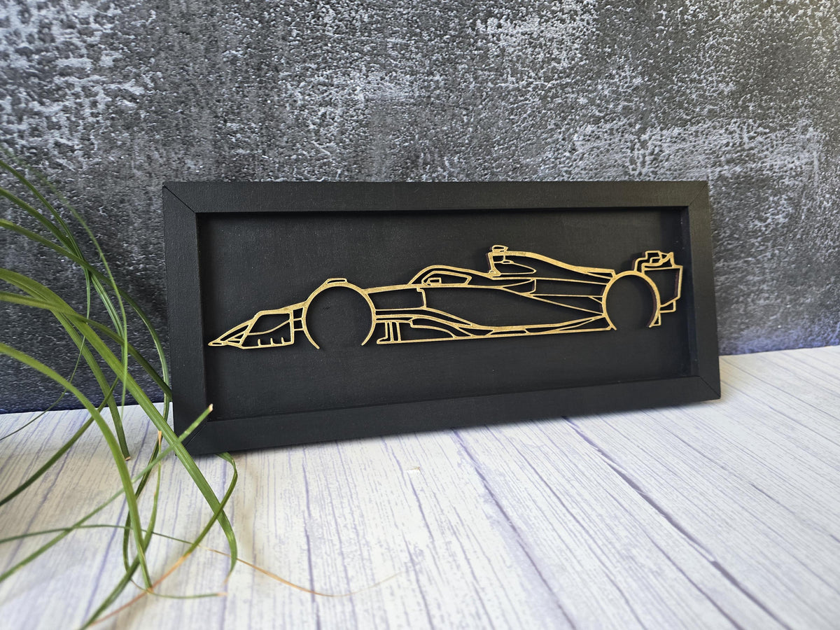 3D Wooden F1 Car Wall Art