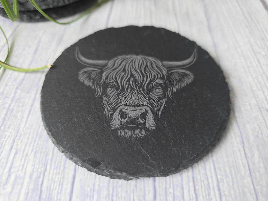 Highland Cow Slate Coasters