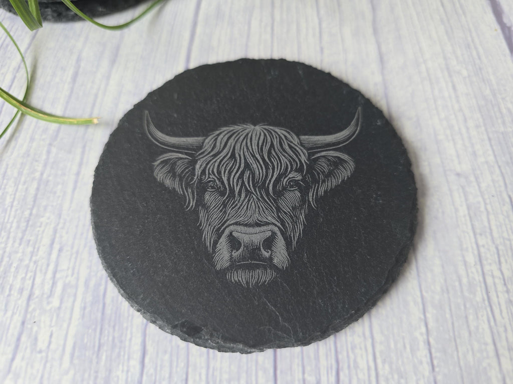 Highland Cow Slate Coasters
