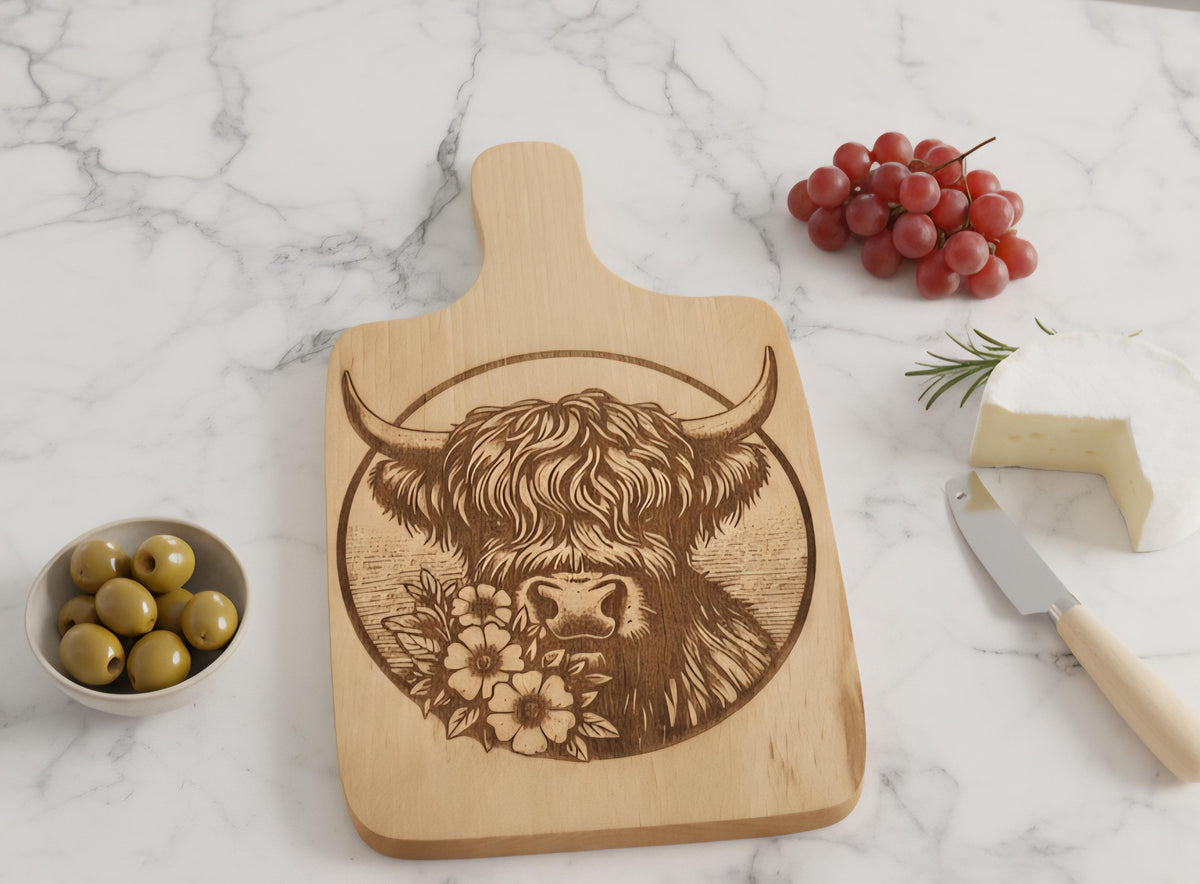 Highland Cow Wooden Serving Board