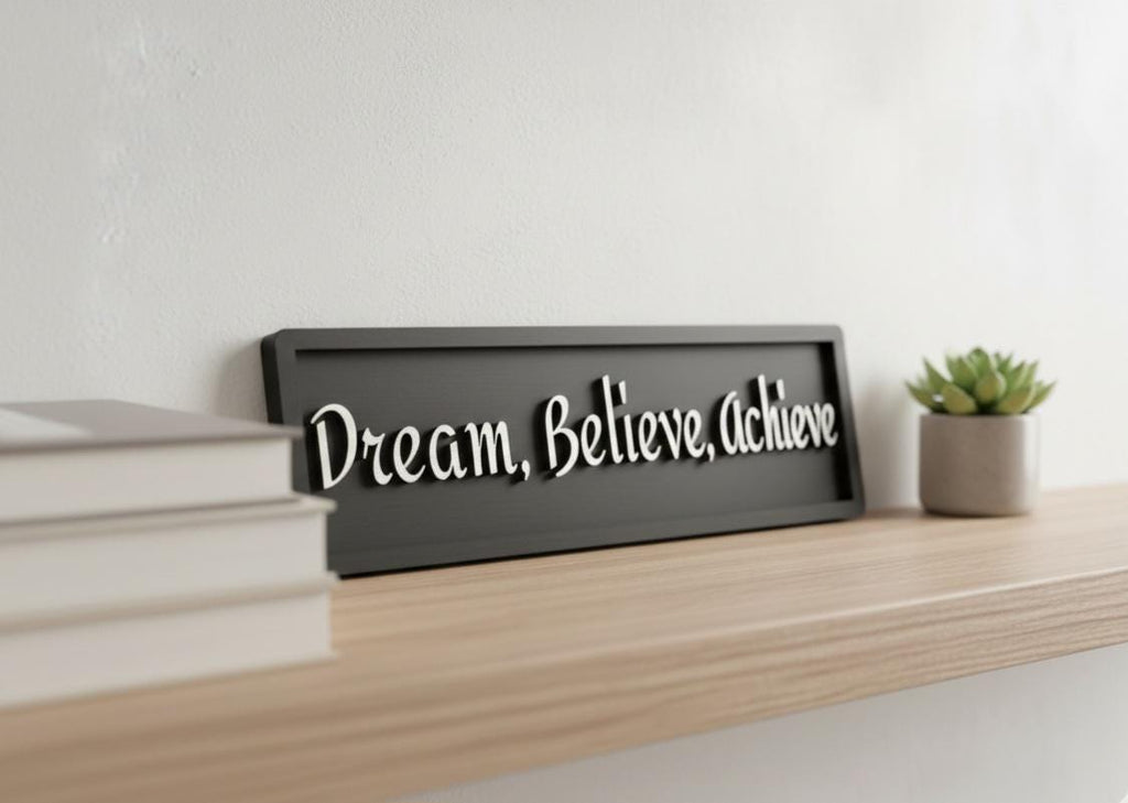 Dream, Believe, Achieve Inspirational Wooden Sign