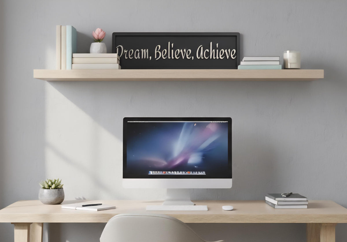 Dream, Believe, Achieve Inspirational Wooden Sign