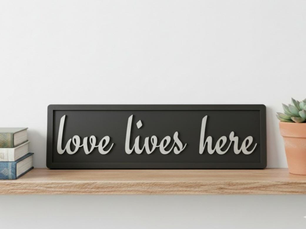 Love Lives Here Wooden Sign