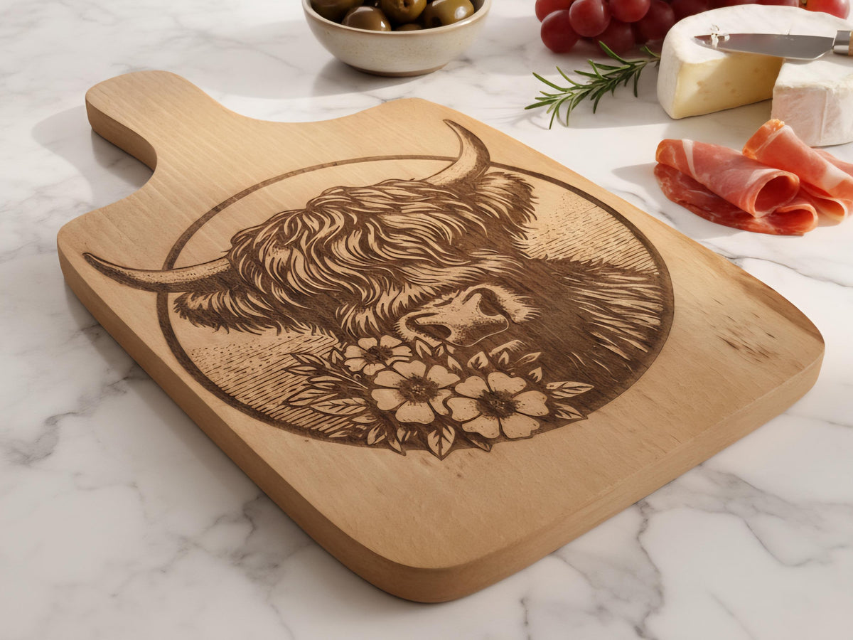 Highland Cow Wooden Serving Board