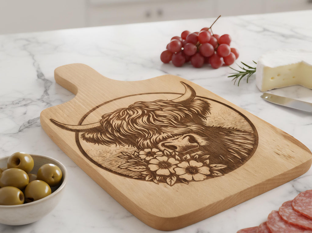 Highland Cow Wooden Serving Board