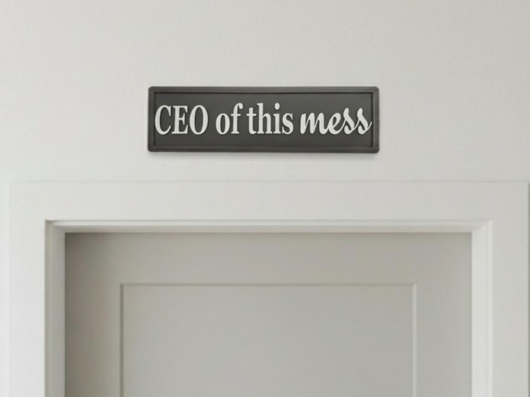 CEO of This Mess 3D Wooden Sign: Funny Home Office Decor