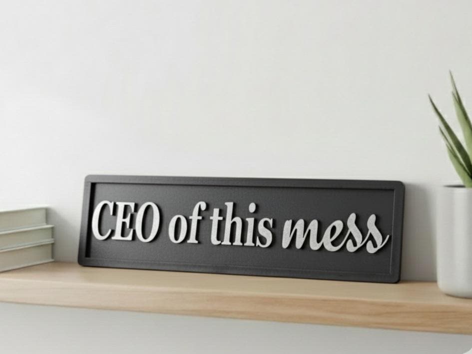 CEO of This Mess 3D Wooden Sign: Funny Home Office Decor